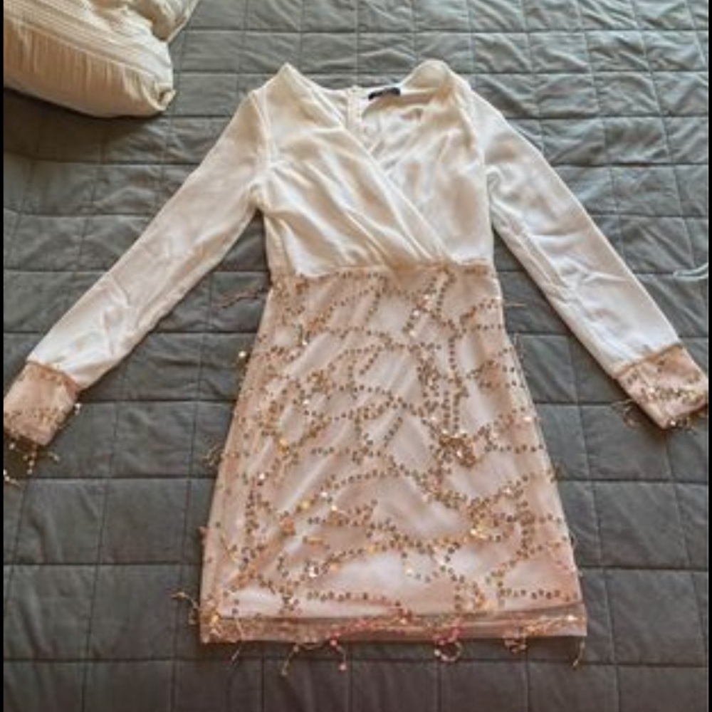 White and Rose Gold Party Mini Dress